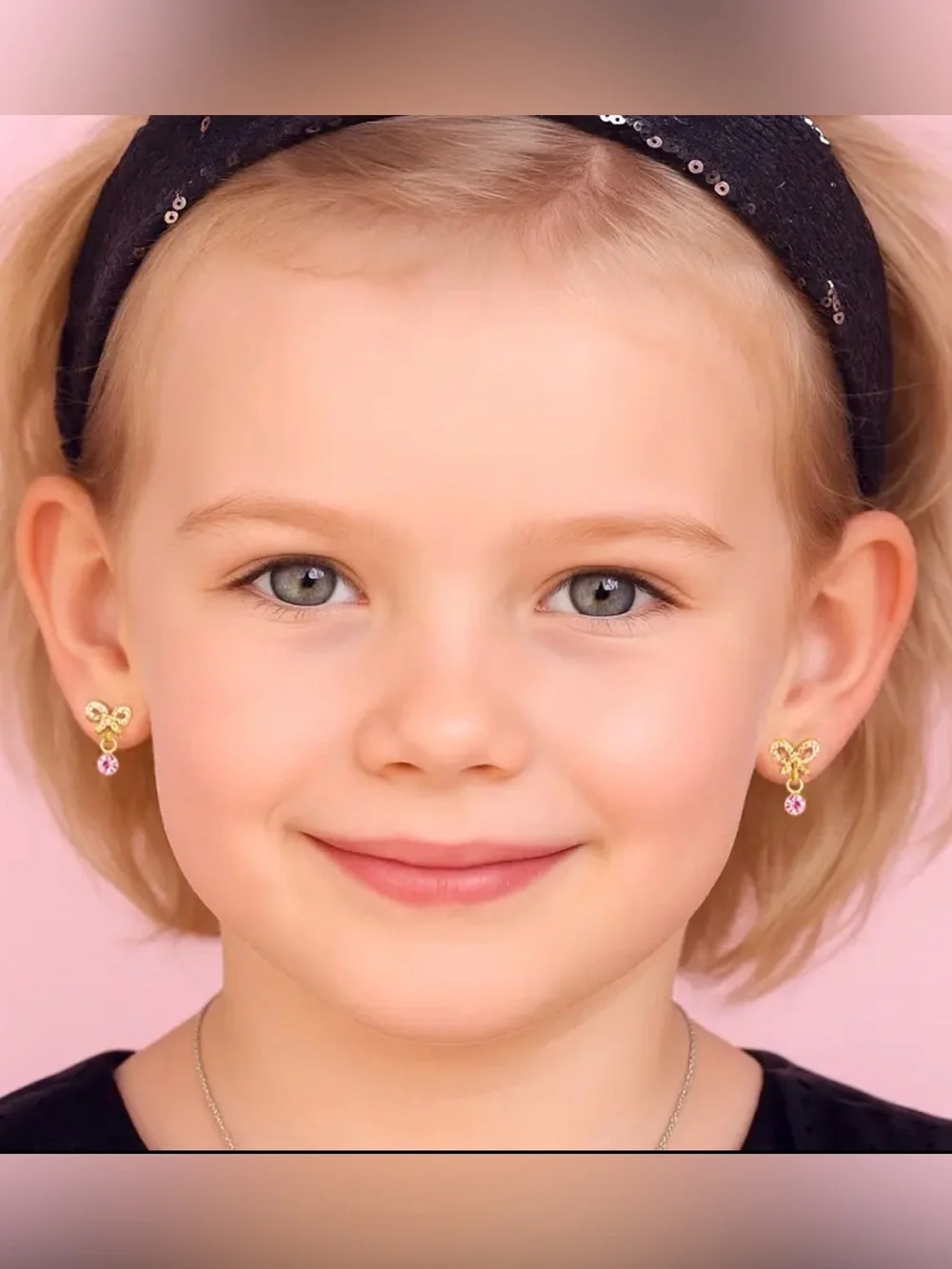 Girl Nation Little Luxe Drop Earrings/ Crystal Bow Hypoallergenic Nickel Free
